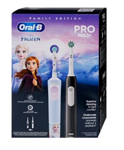 Oral-B Vitality Pro Series 1 fekete + Pro Kids 3+ Frozen elektromos fogkefe családi csomag (D103.413.3-D100.410.2K)