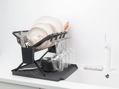Brabantia 180622 edényszárító és tálca, összecsukható, nagy, sötét szürke