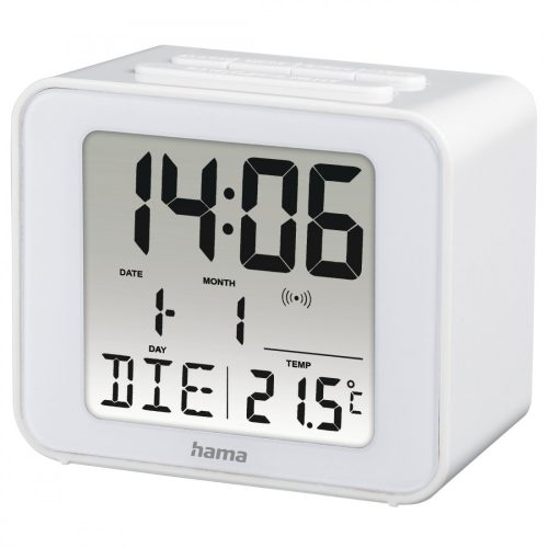 Hama 186305 CUBE Digitális ébresztőóra és hőmérő, elemes (2xAAA), fehér