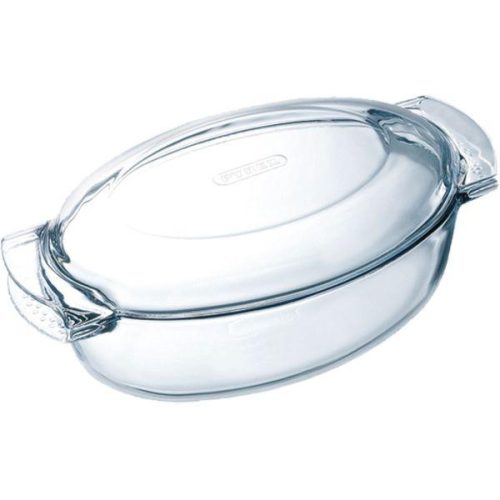 PYREX 203040 hőálló üveg kacsasütő, fedővel, ovális, 5,8 L (4,4l+1,4l)