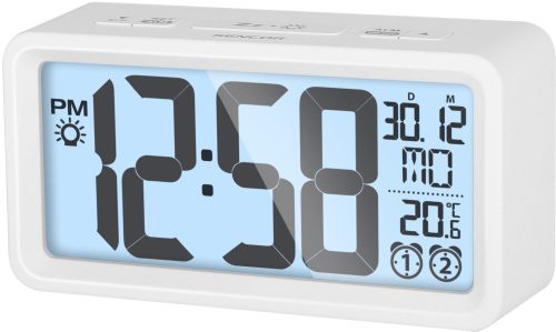 Sencor SDC 2800W ébresztőóra hőmérővel, LED kijelző, kettős ébresztés, elemes (2xAAA), fehér