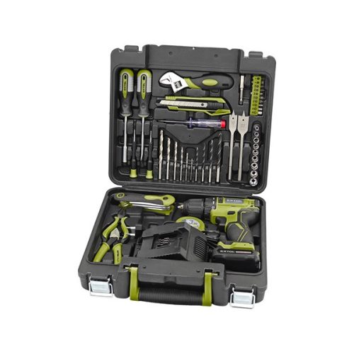 Extol Craft 422801 akkus fúrócsavarozó, 12V, Li-ion, szénkefe mentes, 1db 2000 mAh akku + 46 db szerszámkészlet