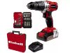 Einhell 4514220 TE-CD 18/2 Li-i +22 akkumulátoros ütvefúró-csavarozó szett, 18V/2,5 Ah, 44 Nm
