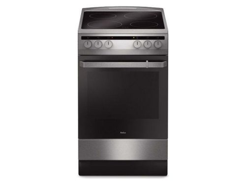 Amica 55352 szabadonálló kerámialapos tűzhely, 50cm, 4 főzőzóna, légkeverés, grill, 9,3kW, inox