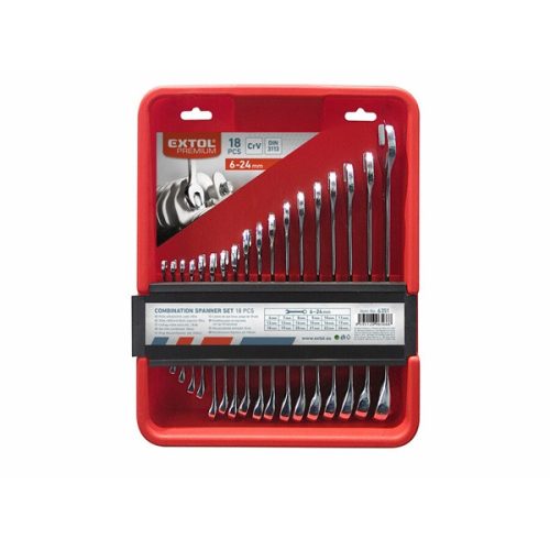 Extol Premium 6351 csillag-villás kulcs klt., CrV., műanyag kazettában; 18db, 6-24mm