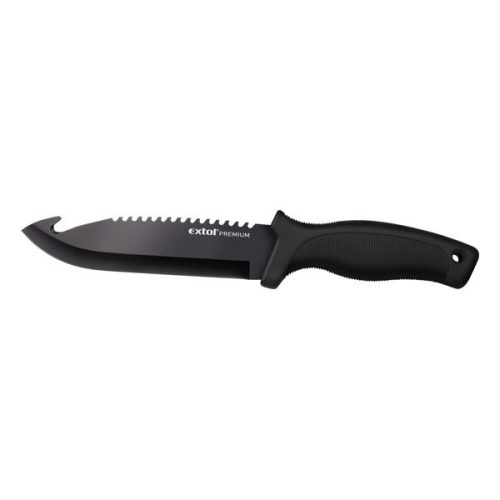 Extol 8855302 Premium vadász- és túrakés, 2CR13 rozsdamentes acél penge, műanyag nyél, nylon tok, teljes/penge hossz: 270mm/150mm