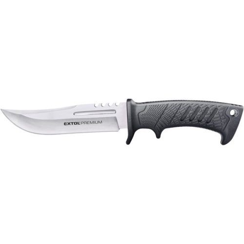 Extol 8855321 Premium vadász- és túrakés, 3CR13 rozsdamentes acél penge, műanyag nyél, nylon tok, teljes/penge hossz: 275mm/150mm