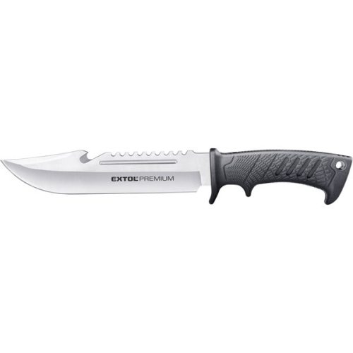Extol 8855322 Premium vadász- és túrakés, 3CR13 rozsdamentes acél penge, műanyag nyél, nylon tok, teljes/penge hossz: 318mm/193mm