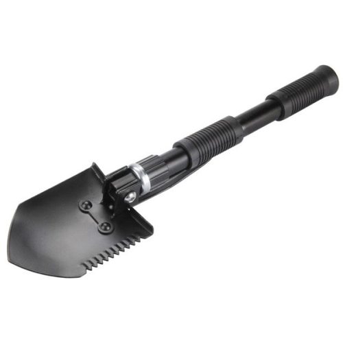 Extol 8877030 Premium túraásó, összecsukható; hossz:40cm, szélesség: 9,5cm, kapa-, csákány- és fűrész módon is használható, vászon tartóban