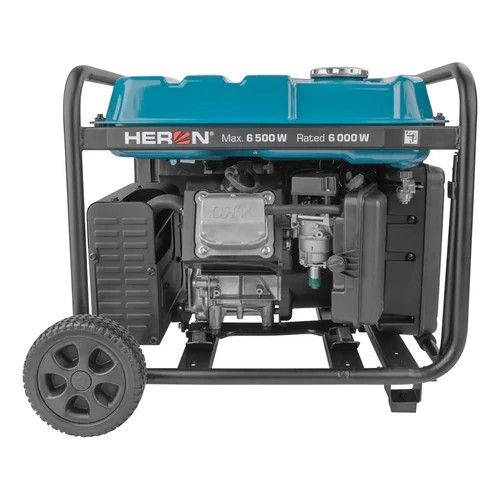 Heron 8896233 benzinmotoros áramfejlesztő, 6 kVA, 230V AC-26A, 12V DC-9A, 1 fázisú, inverteres
