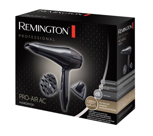 Remington AC5999 PRO-Air AC hajszárító, 2300Watt, akár 130km/h, 3hőfok, 2sebesség, hideg levegő, ionos, diffúzor, fekete