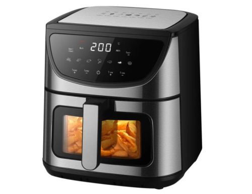 Too AF-800-S Air Fryer forrólevegős sütő, ablakos, 8liter, 2000Watt, 80-200 °C, 7 program, alsó-felső fűtés, inox -fekete