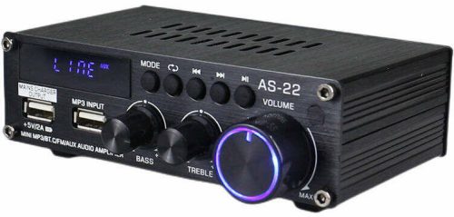 Blitzwolf AS-22 mini sztereó multimédia erősítő, 2x45W, 4Ohm, FM, USB 2db, RCA, AUX, Bluetooth 5.0, fekete