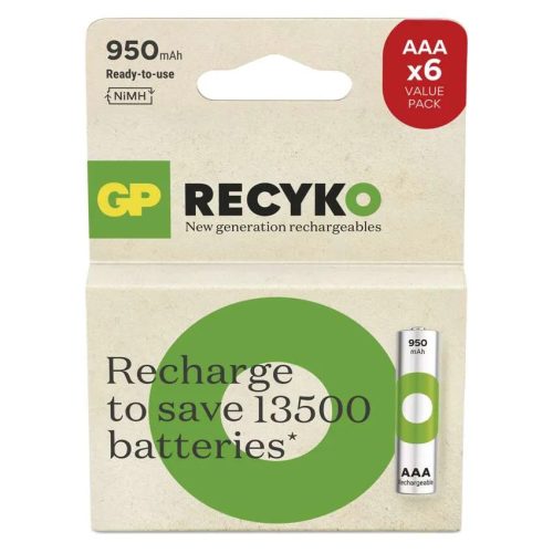 GP ReCyko B2511V 950mAh NiMH AAA/HR03 mikro ceruza akkumulátor  (4+2db/bliszter)