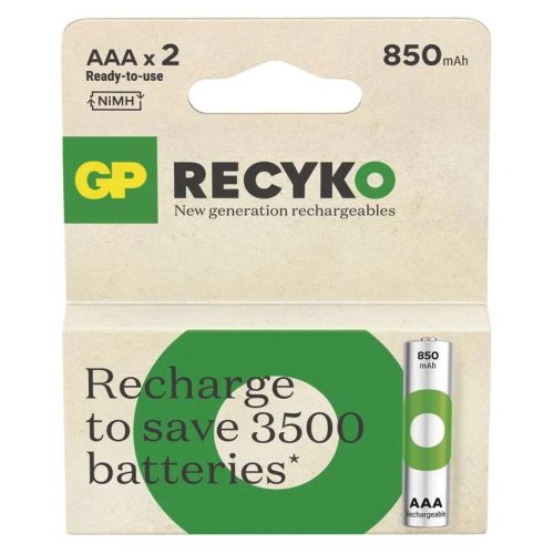 GP ReCyko B25182 850 mAh NiMH AAA/HR03 mikro ceruza akkumulátor (2db/bliszter)