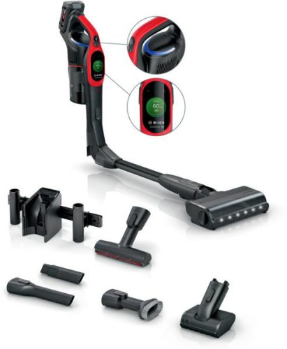 Bosch BCS1041PET Unlimited 10 ProAnimal vezeték nélküli álló porszívó, 18V, 4Ah, 6sebesség, 0.4literes tartály, 80dB, piros