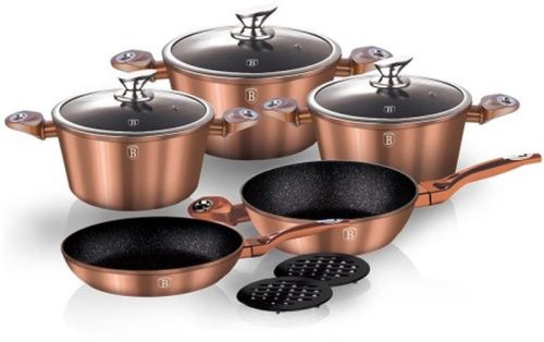 Berlinger Haus BH-1220N Rose Gold Edition edény és serpenyő készlet fedővel, 10részes, indukciós, márvány bevonat