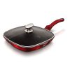Berlinger Haus BH/1613N Burgundy Edition grill serpenyő fedővel, 28 x4cm, 2.1liter, indukciós, márvány bevonat