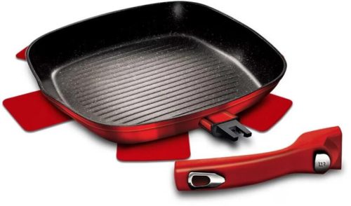 Berlinger Haus BH/1947PH Burgundy Edition grill serpenyő, levehető nyél, 28 x4cm, 2.1liter, indukciós, márvány bevonat