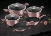 Berlinger Haus BH/6043 I-Rose Collection edény és serpenyő készlet fedővel, 10 részes, indukciós, 3 rétegű titán bevonat, metál pink