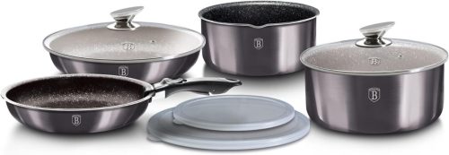 Berlinger Haus BH/6918 Carbon Pro Edition edény és serpenyő készlet fedővel és levehető nyéllel, 9 részes, indukciós, márvány bevonat