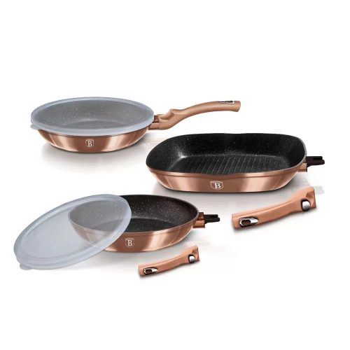 Berlinger Haus BH/7054 Rose Gold Edition serpenyő készlet, levehető nyél, 5részes, indukciós, márvány bevonat