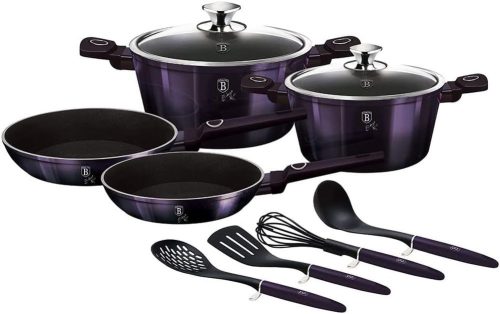 Berlinger Haus BH/7140 Purple Eclipse Collection edény és serpenyő készlet fedővel, kiegészítőkkel, 10 részes, indukciós, titán bevonat