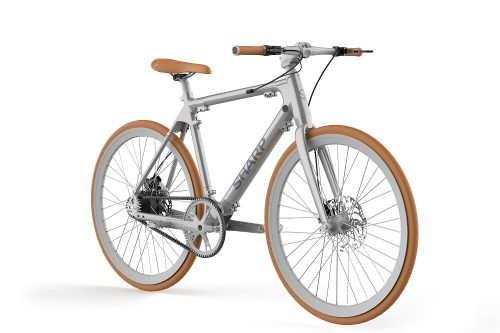 SHARP BK-RS08-ES Hybrid e-Bike, karbon szíjhajtás, 250Watt, 7Ah 36V akku, max.80km, ezüst metál