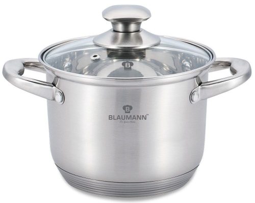Blaumann BL-3318 Satin Gourmet Line magas lábas fedővel, 30 x23cm, 15.5liter, indukciós, rozsdamentes acél