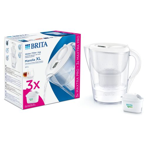 Brita BR1052782 Marella XL vízszűrő kancsó, fehér, 3 db Maxtra Pro Pure Performance szűrőbetéttel