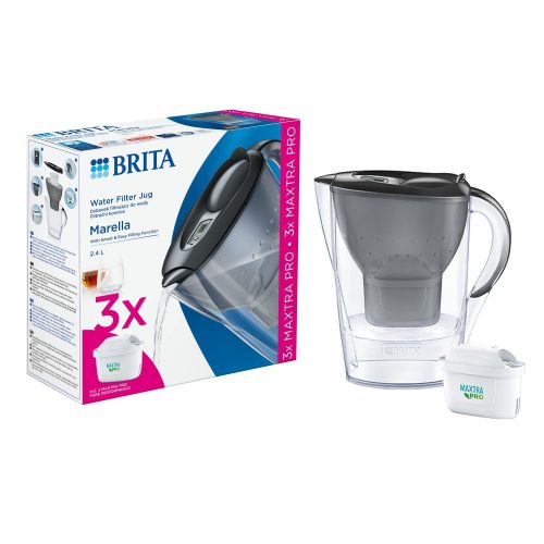 Brita BR1052796 Marella vízszűrő kancsó, grafit, 3 db Maxtra Pro Pure Performance szűrőbetéttel