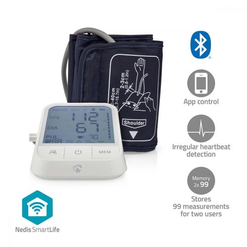 Nedis BTHBP10WT SmartLife vérnyomásmérő, Bluetooth, LCD
