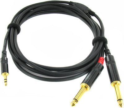 Cordial CFY 3 WPP Y-adapter Szimmetrikus kábel Jack 3, 5 mm – 2x Jack 6, 3 mm
