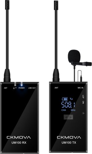 CKMOVA UM100 Kit1 Ultrakompakt UHF két csatornás vezeték nélküli mikrofon rendszer