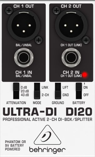 Behringer DI20 ULTRA-DI DI-box, 6.3mm jack, XLR
