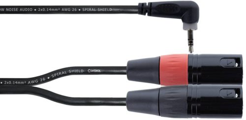 Cordial EY 1.5 WRMM 1x jack 3,5 mm 90° sztereó / 2x XLR papa, 1,5 m