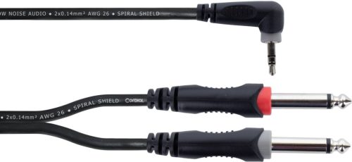 Cordial EY 1.5 WRPP 1x jack 3,5 mm 90° sztereó / 2x jack 6,3 mm mono, 1,5 m
