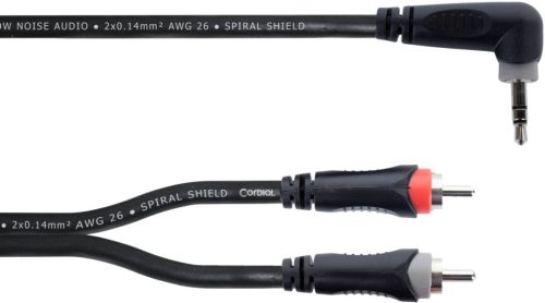 Cordial EY 3 WRCC 2x RCA / 1x jack 3,5 mm 90° sztereó, 3 m