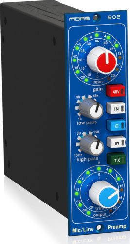 MIDAS MIC PREAMP 502 V2 moduláris mikrofon előerősítő klasszikus XL4 szűrőkkel
