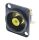 Neutrik NF2D-B-4 Phono foglalat fekete, króm, D-alakú házban, sárga szigetelő alátét, forrasztható verzió.