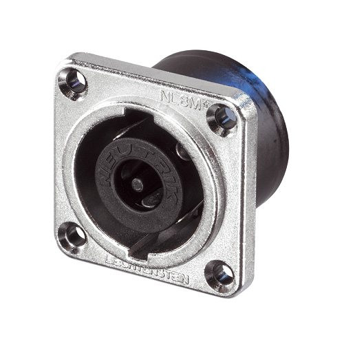 Neutrik NL8MPR 8 pólusú vázcsatlakozó, nikkel, G-méretű perem, martfuratú lyukak, 4.7mm lapos fülek.