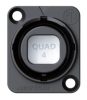 Neutrik NO4FDW-A opticalCON Quad, vázcsatlakozó, króm burkolat, IP65, elülső panelrögzítés.