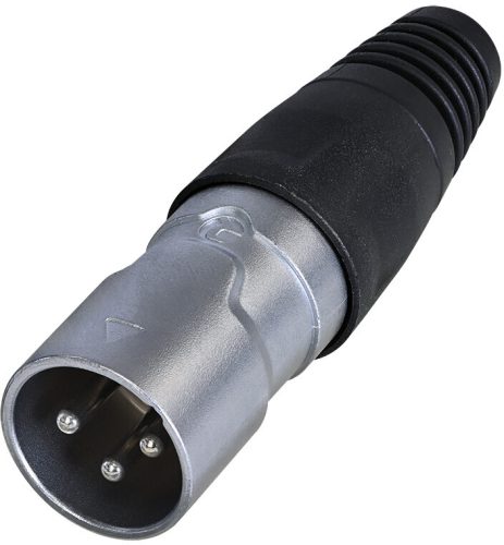 REAN XLR 3P kábelcsatlakozó papa, IP65, krom/ón - ömlesztve csomagolt