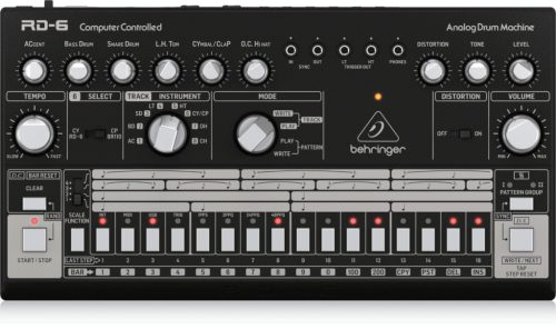 Behringer RD-6-BK analóg dobgép, 8 dobhang, 16 lépéses szekvenátor, torzító, fekete