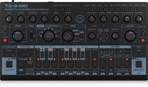Behringer TD-3-MO-BK analóg basszus szintetizátor, Modded Out, VCO, VCF, 16-lépéses szekvenszerrel