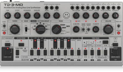 Behringer TD-3-MO-SR analóg basszus szintetizátor, Modded Out, VCO, VCF, 16-lépéses szekvenszerrel