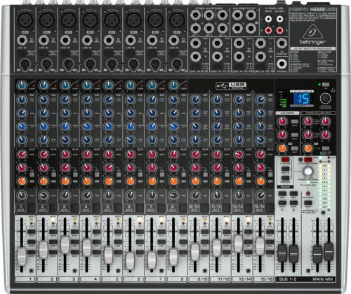 Behringer X2222USB Xenyx keverő, effekt processzor, 2/2-Bus, 22csatorna, 8mikrofon bemenet, USB