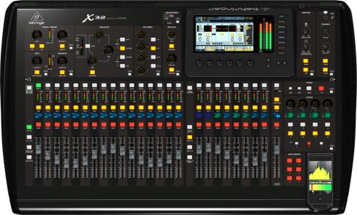 Behringer X32 digitális keverő pult, 32csatorna, 16bus, 25fader, 7" TFT kijelző