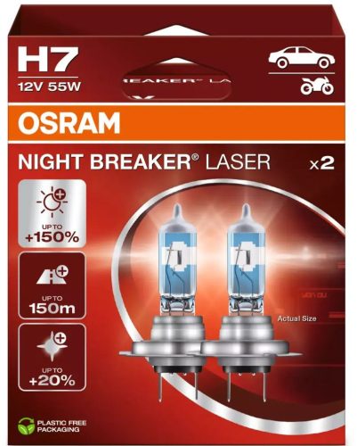 OSRAM Night Brake Laser H7 autós izzó 12V 55W 64210 NL (2db/csomag)