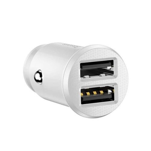 Baseus CCALL-ML02 Grain autós töltő, 2x USB, 5 V, 3.1 A, fehér
